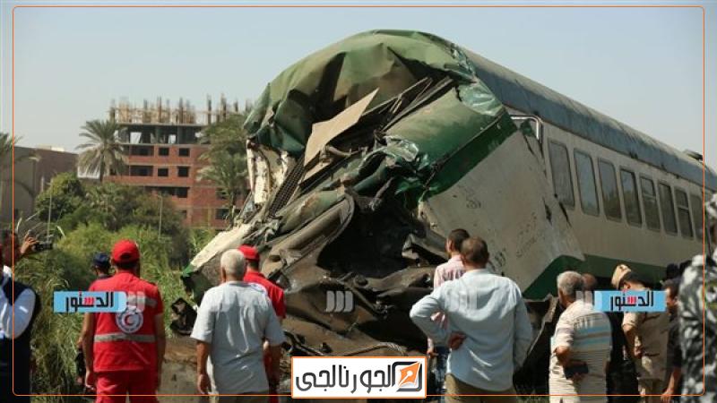 حادث اصطدام قطارين بالمنيا